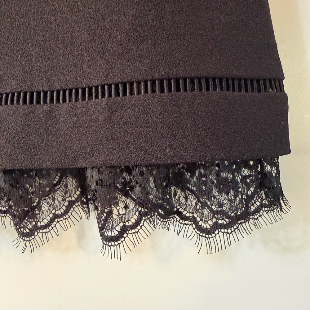 KARL LAGERFIELD little black dress v-neck cutout lace bottom dress 10 - Picture 3 of 16